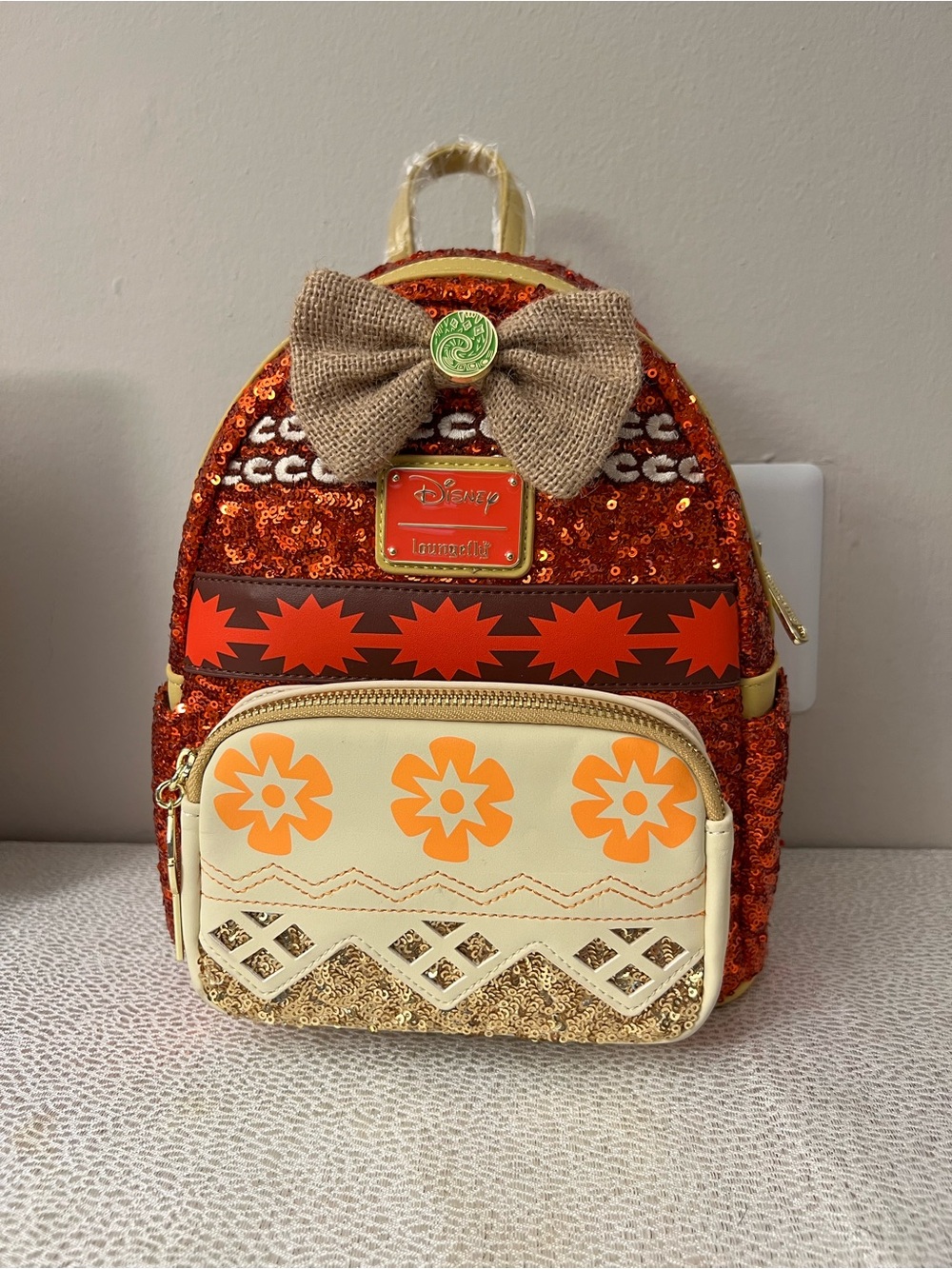 Loungefly Disney Princess Moana Sequin Mini Backpack Red/Coral